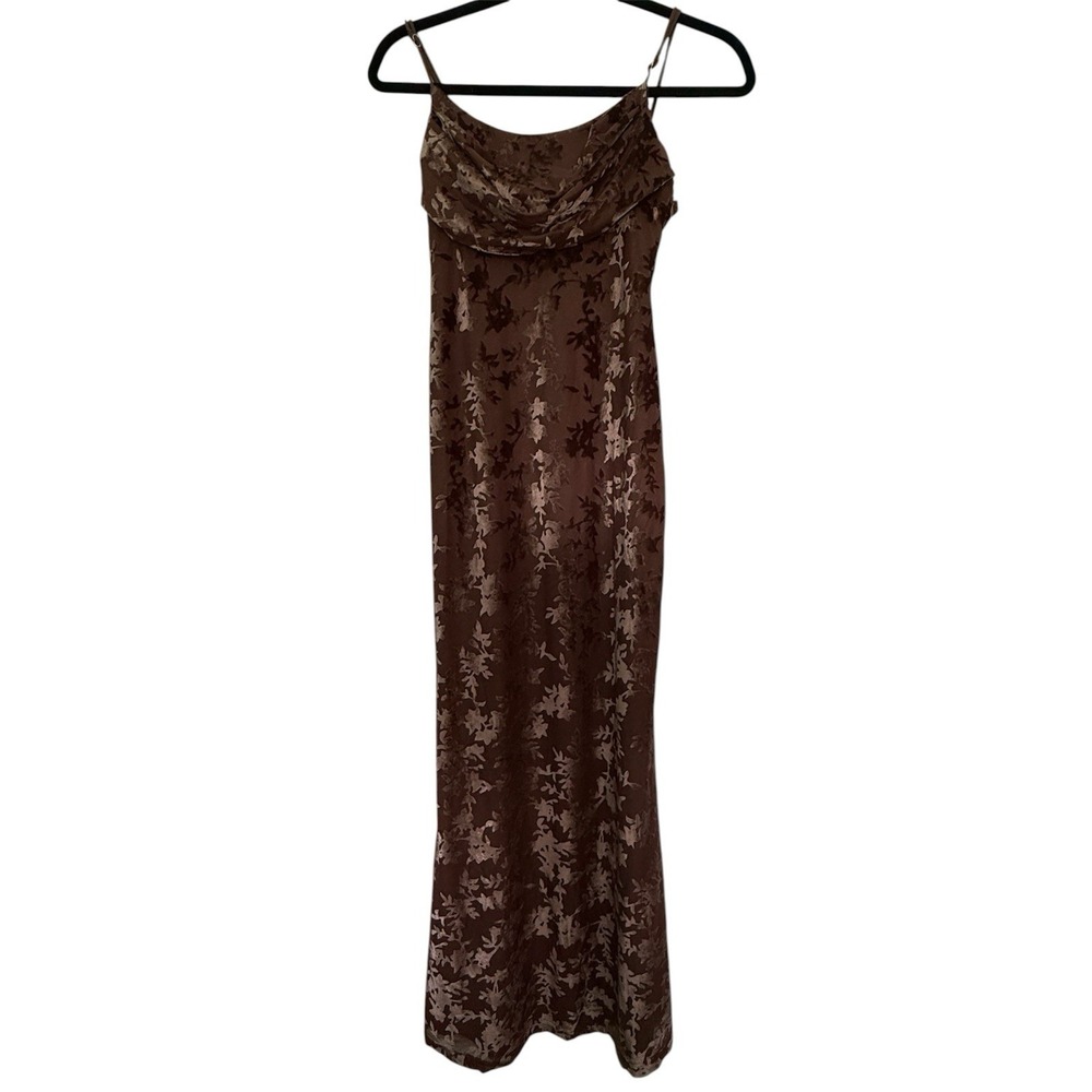 One & Only Collective NWT Slip Dress Brown Velvet Burnout Sz S Maxi Whimsigoth